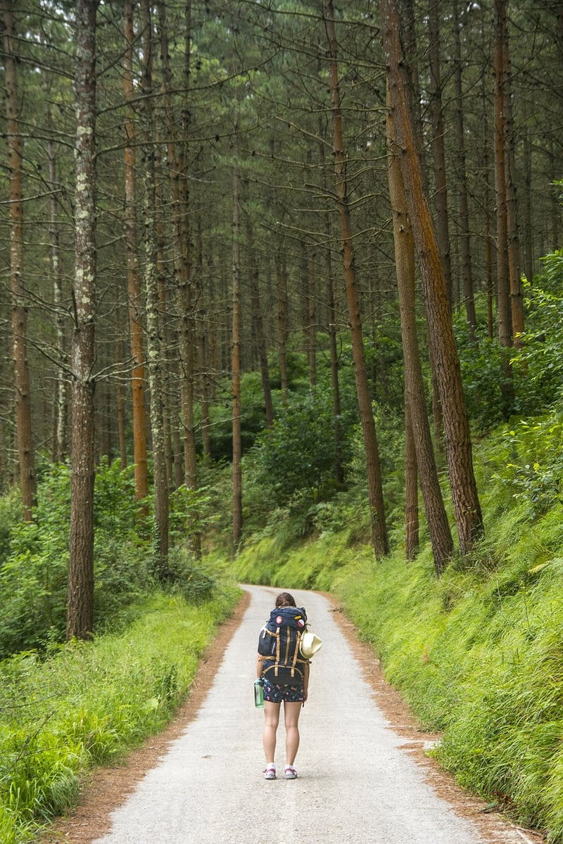 Woman walking in the forest